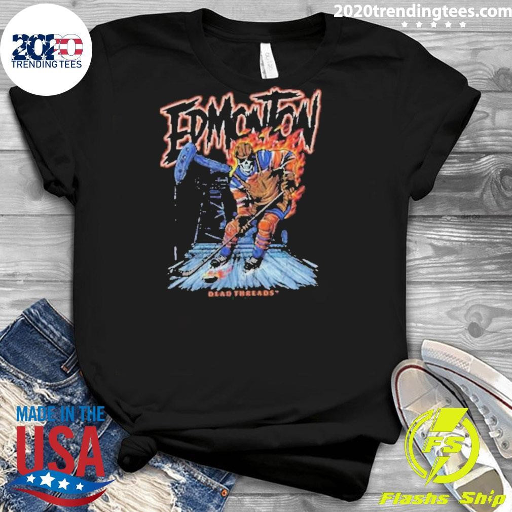 Nice Edmonton Oilers Hockey Dead Skeleton 2024 - Adult & Kids T-Shirts, Sweatshirts & Hoodies apparel design preview 3