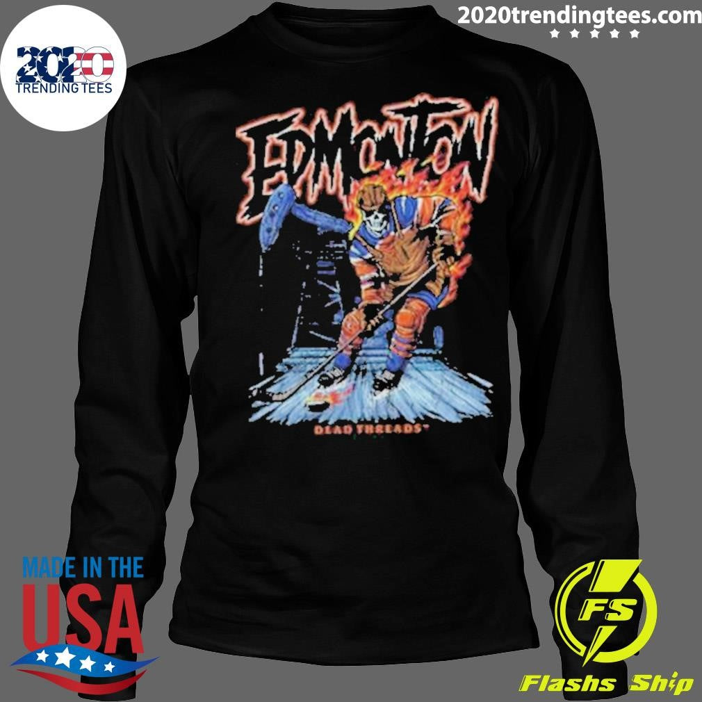 Nice Edmonton Oilers Hockey Dead Skeleton 2024 - Adult & Kids T-Shirts, Sweatshirts & Hoodies apparel design preview 4