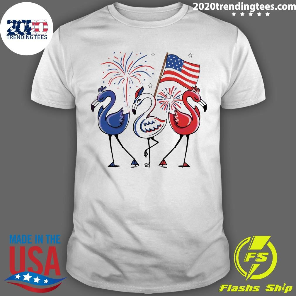Nice Patriotic Flamingo American Flag 4th Of July - Adult & Kids T-Shirts, Sweatshirts & Hoodies apparel design preview 1
