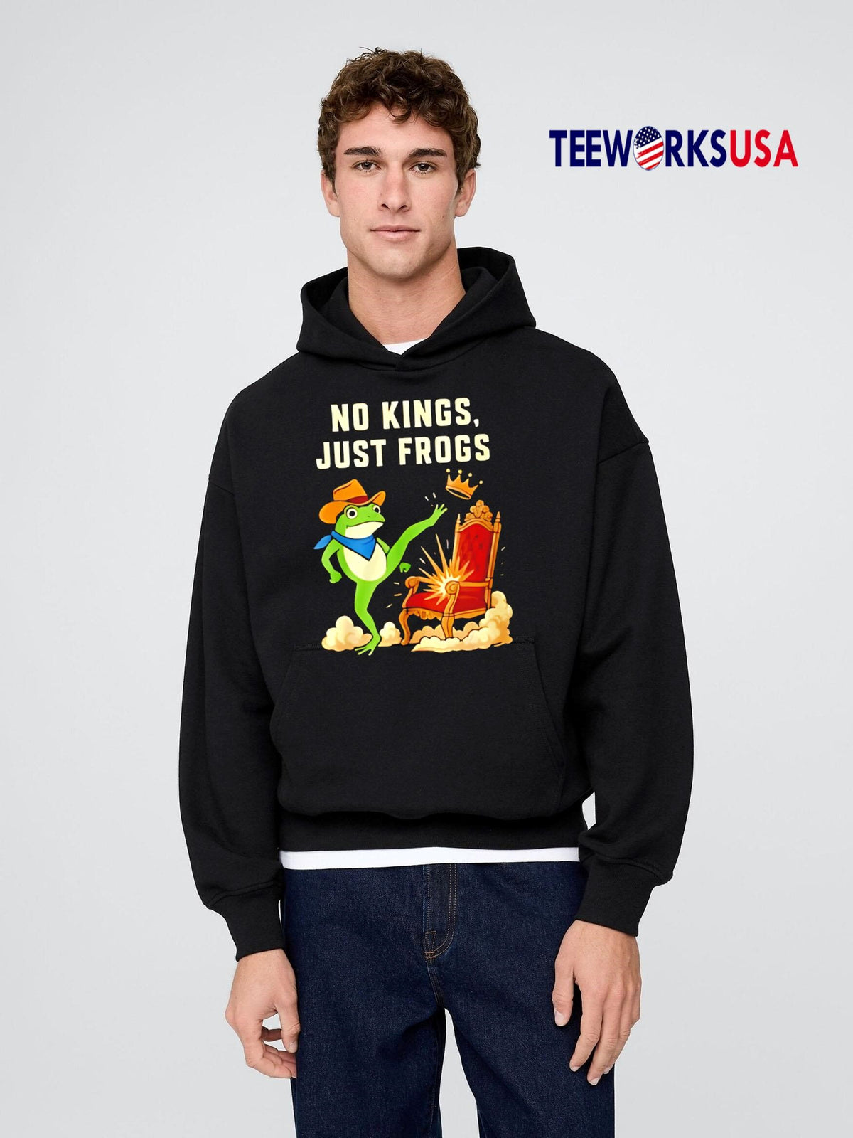 No Kings Just Frogs - Adult & Kids T-Shirts, Sweatshirts & Hoodies apparel design preview 2