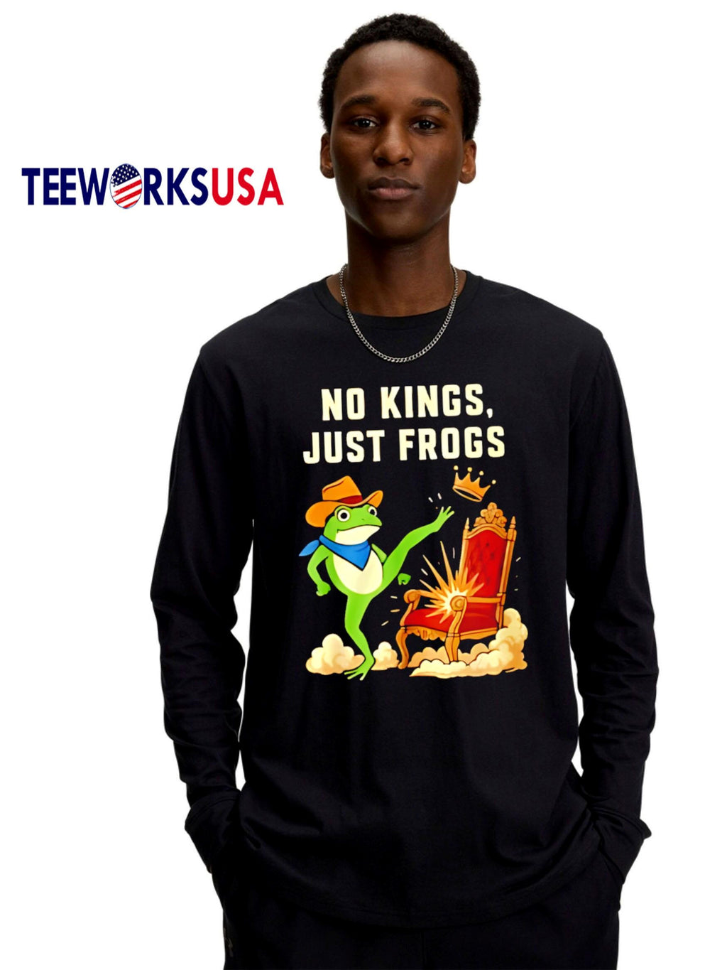 No Kings Just Frogs - Adult & Kids T-Shirts, Sweatshirts & Hoodies apparel design preview 4