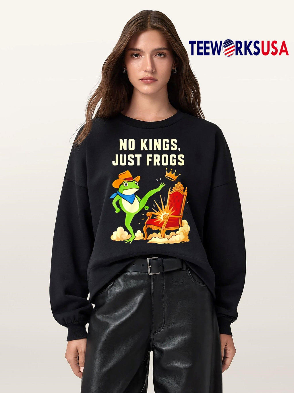 No Kings Just Frogs - Adult & Kids T-Shirts, Sweatshirts & Hoodies apparel design preview 5