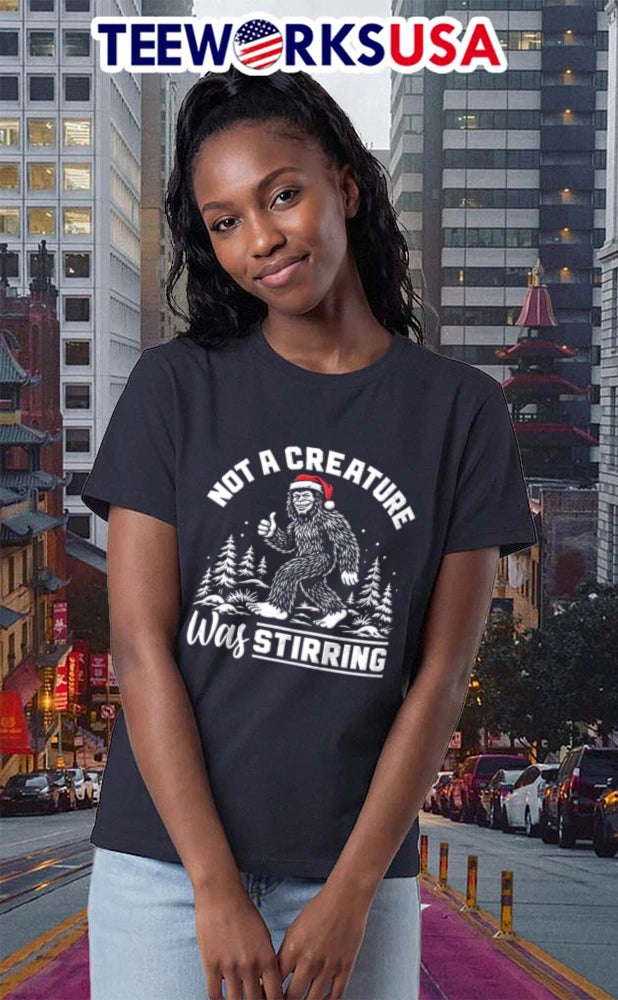Not a Creature Was Stirring Bigfoot Christmas - Adult & Kids T-Shirts, Sweatshirts & Hoodies apparel design preview 2