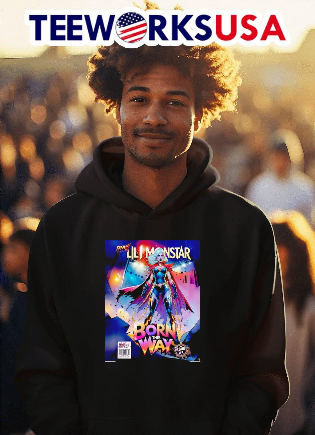 OMD Comics Lili Monsta born this way - Adult & Kids T-Shirts, Sweatshirts & Hoodies apparel design preview 2