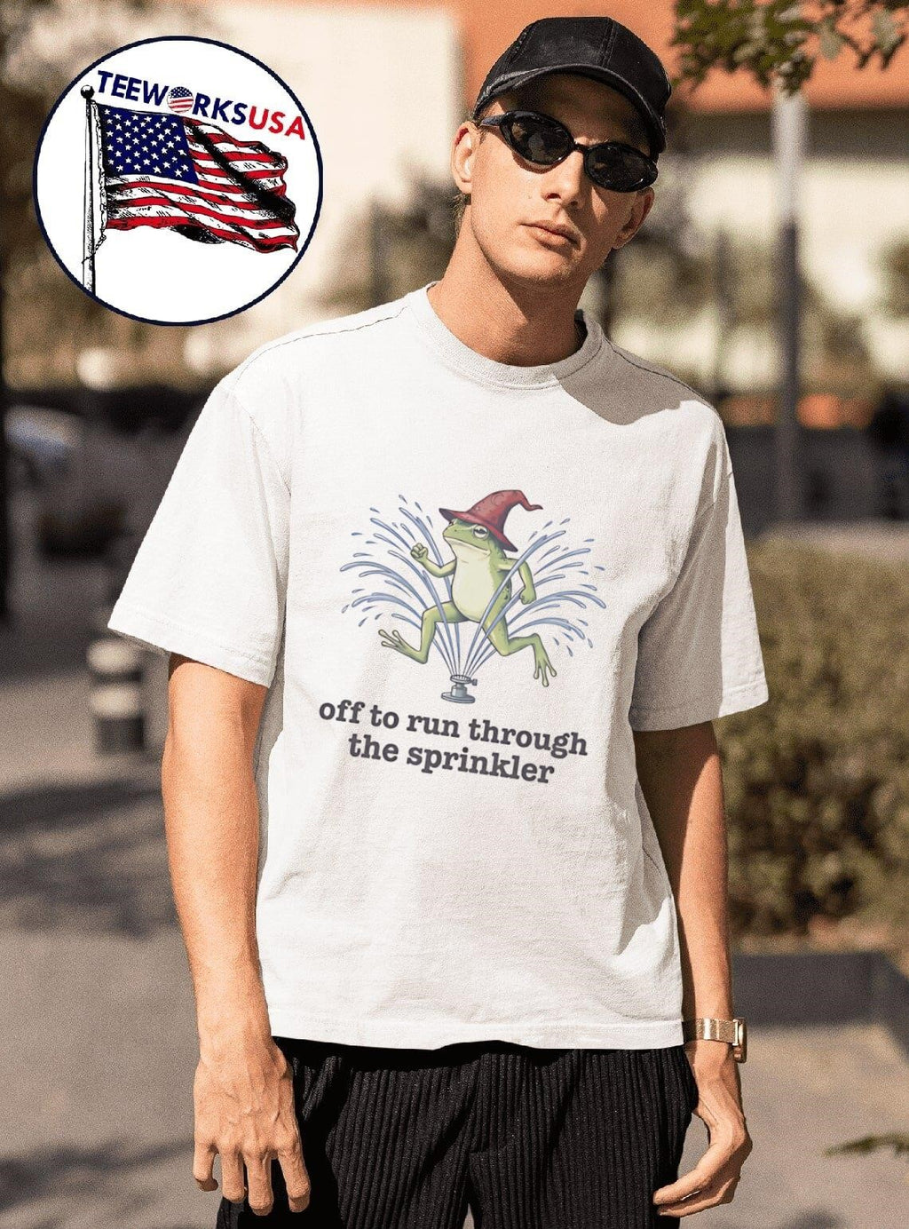Off To Run Through The Sprinkler Wizard Frog - Adult & Kids T-Shirts, Sweatshirts & Hoodies apparel design preview 1