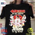 Official 2023 49ers In My Veins Jesus Heart - Adult & Kids T-Shirts, Sweatshirts & Hoodies apparel design preview 1