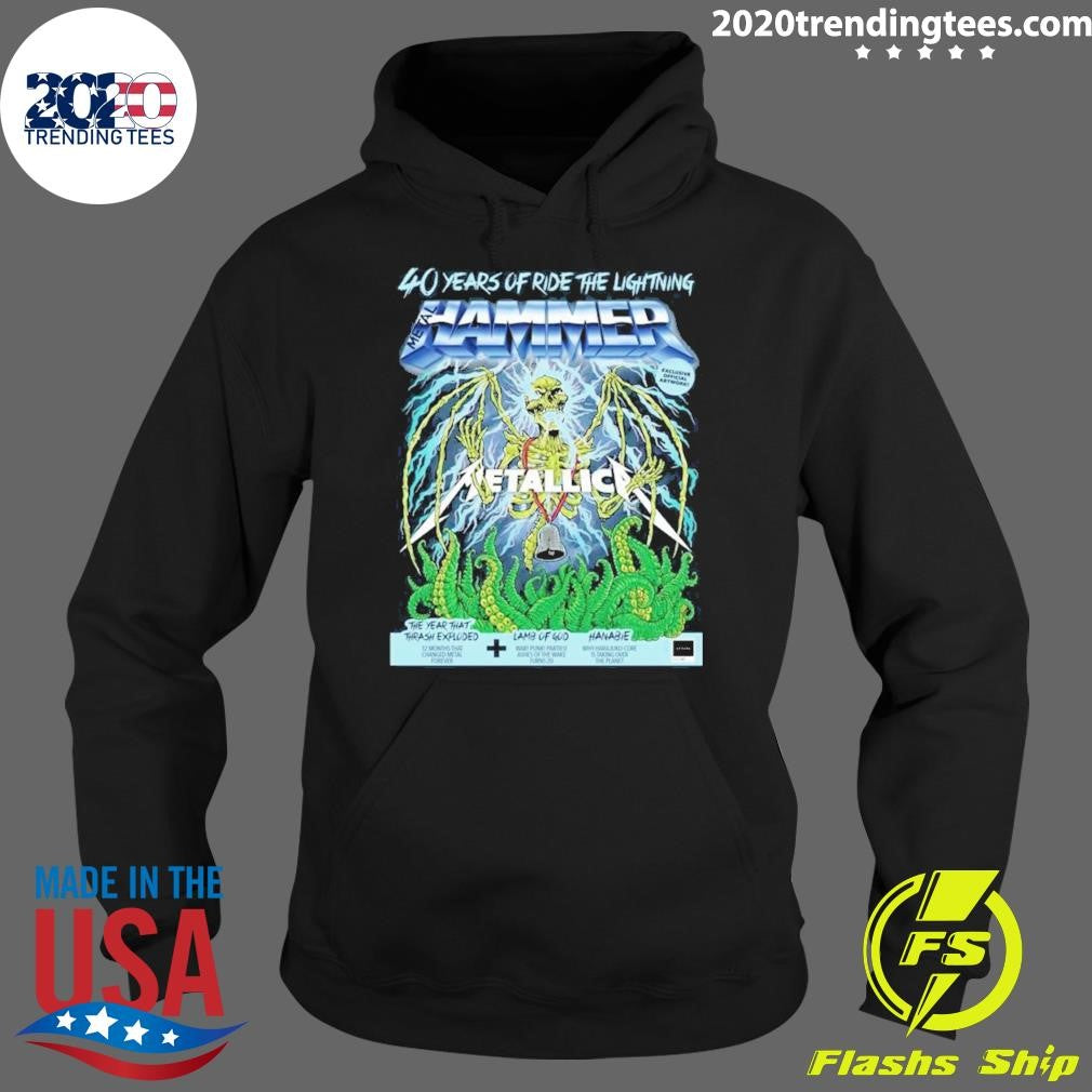 Official 40 Years Of Ride The Lightning Issue Metal - Adult & Kids T-Shirts, Sweatshirts & Hoodies apparel design preview 2