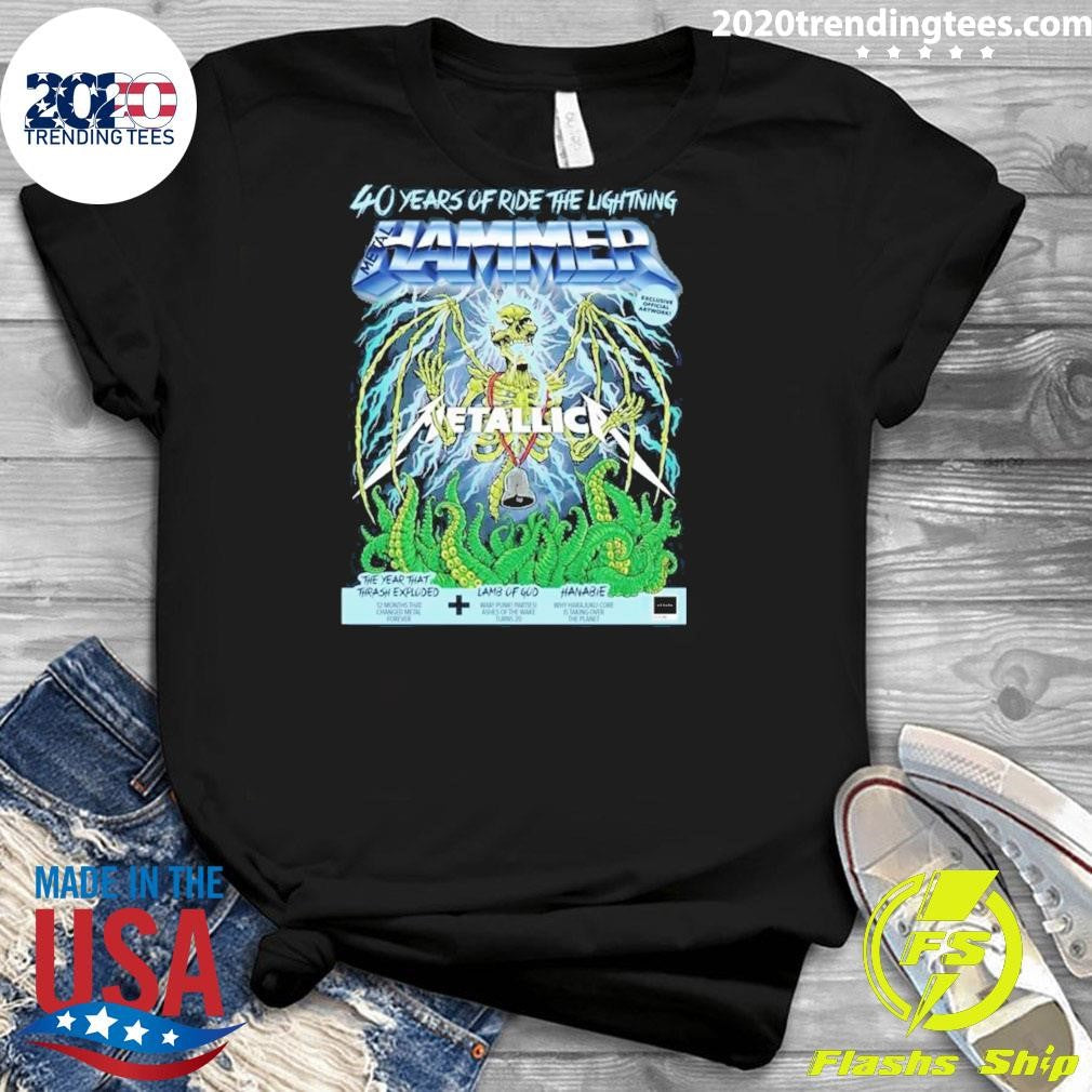 Official 40 Years Of Ride The Lightning Issue Metal - Adult & Kids T-Shirts, Sweatshirts & Hoodies apparel design preview 3