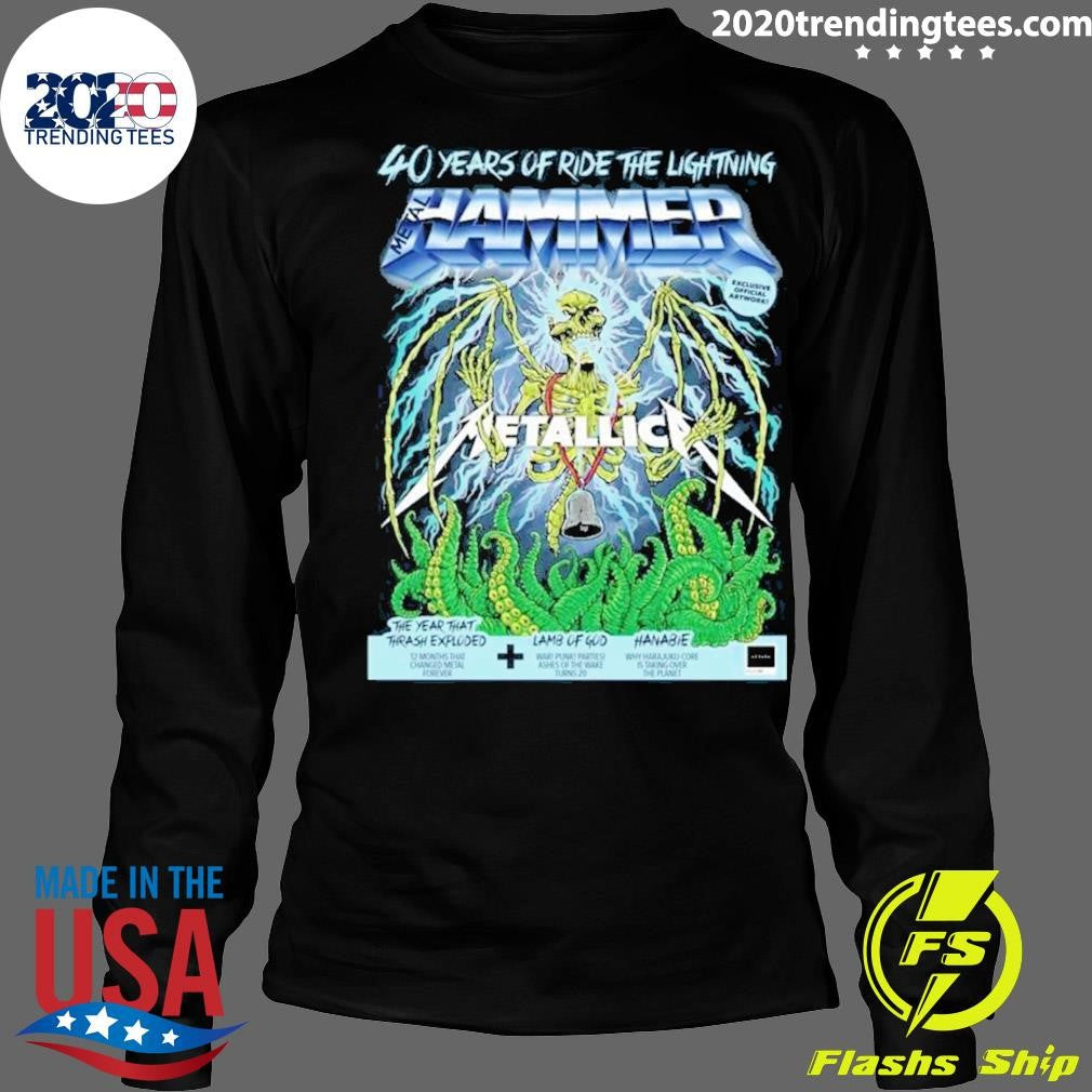 Official 40 Years Of Ride The Lightning Issue Metal - Adult & Kids T-Shirts, Sweatshirts & Hoodies apparel design preview 4