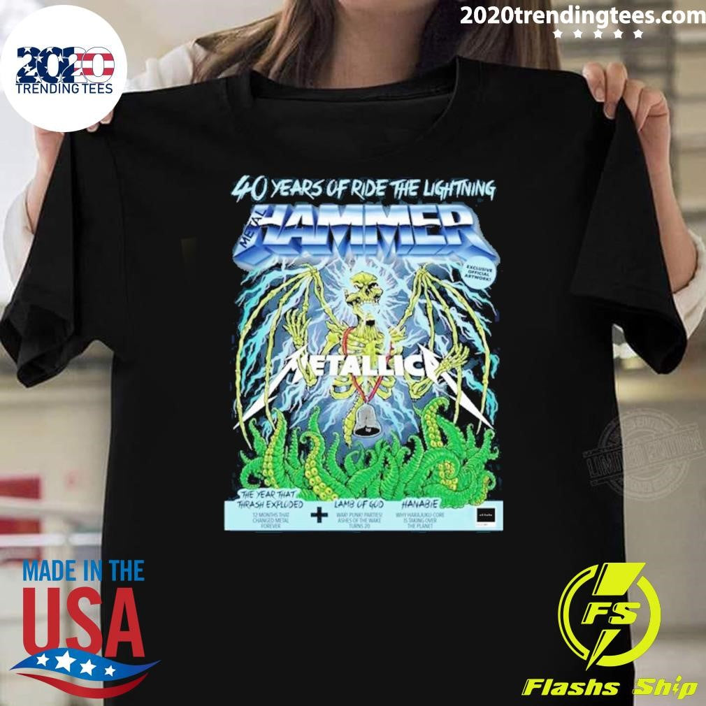 Official 40 Years Of Ride The Lightning Issue Metal - Adult & Kids T-Shirts, Sweatshirts & Hoodies apparel design preview 1