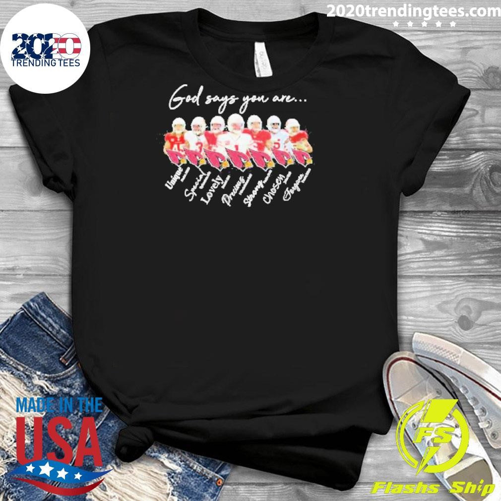 Official Arizona Cardinals God Says You Are Unique - Adult & Kids T-Shirts, Sweatshirts & Hoodies apparel design preview 3