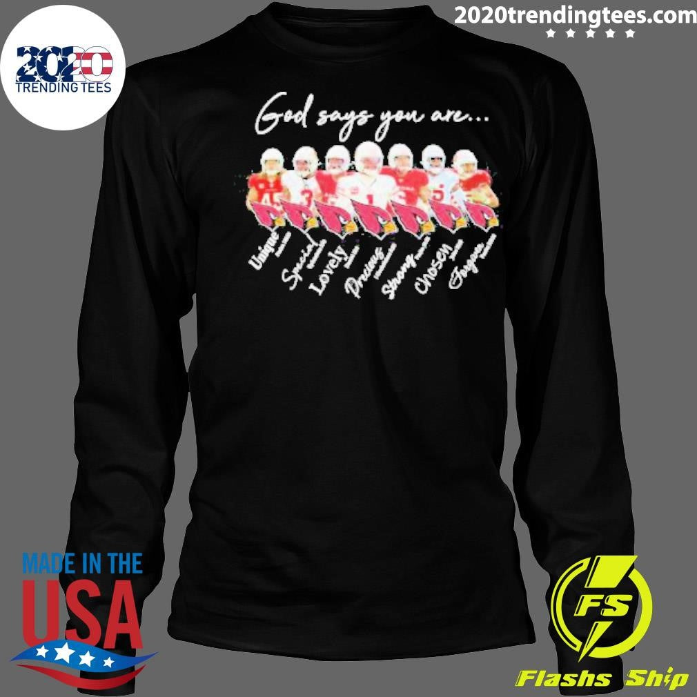 Official Arizona Cardinals God Says You Are Unique - Adult & Kids T-Shirts, Sweatshirts & Hoodies apparel design preview 4