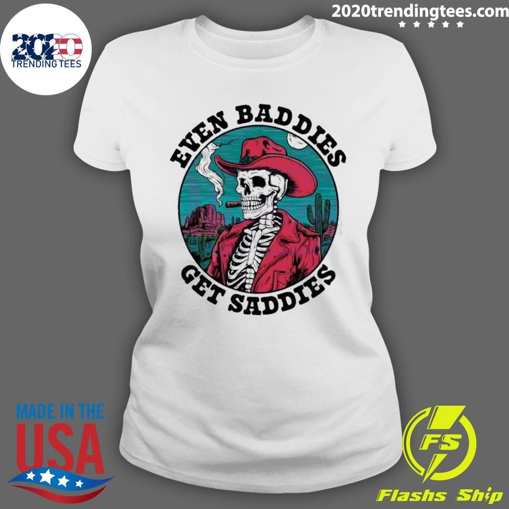Official Awesome Western Skeleton Even Baddies Get - Adult & Kids T-Shirts, Sweatshirts & Hoodies apparel design preview 3