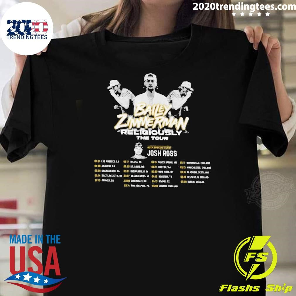 Official Bailey Zimmerman 2024 Religiously The Tour - Adult & Kids T-Shirts, Sweatshirts & Hoodies apparel design preview 1