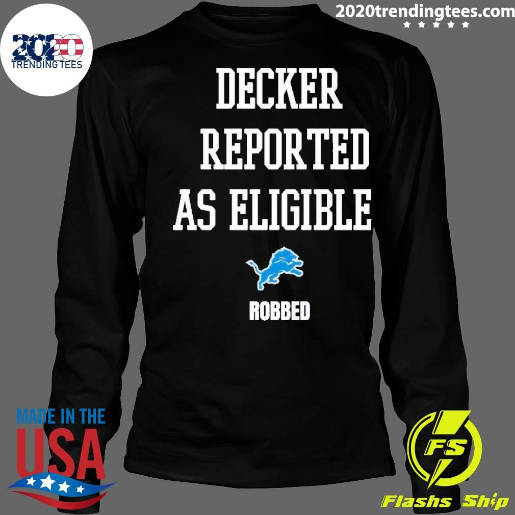 Official Detroit Lions Decker Reported As Eligible - Adult & Kids T-Shirts, Sweatshirts & Hoodies apparel design preview 4