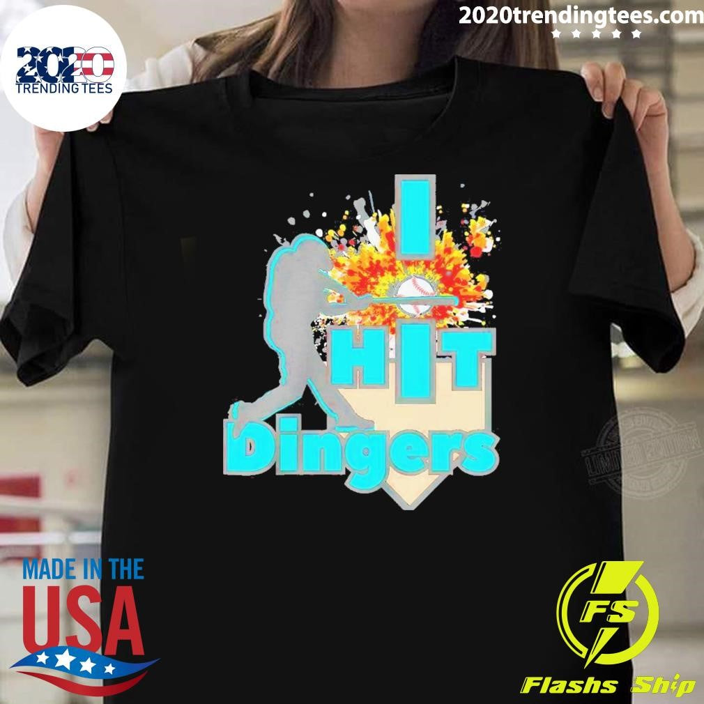 Official I Hit Dingers Baseball - Adult & Kids T-Shirts, Sweatshirts & Hoodies apparel design preview 1