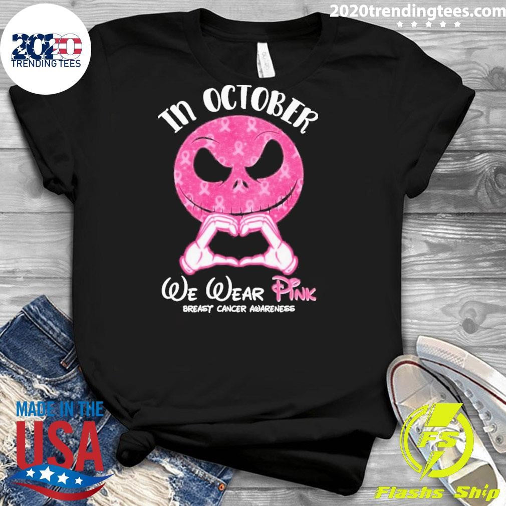 Official Jack Skellington Breast Cancer Awareness - Adult & Kids T-Shirts, Sweatshirts & Hoodies apparel design preview 3