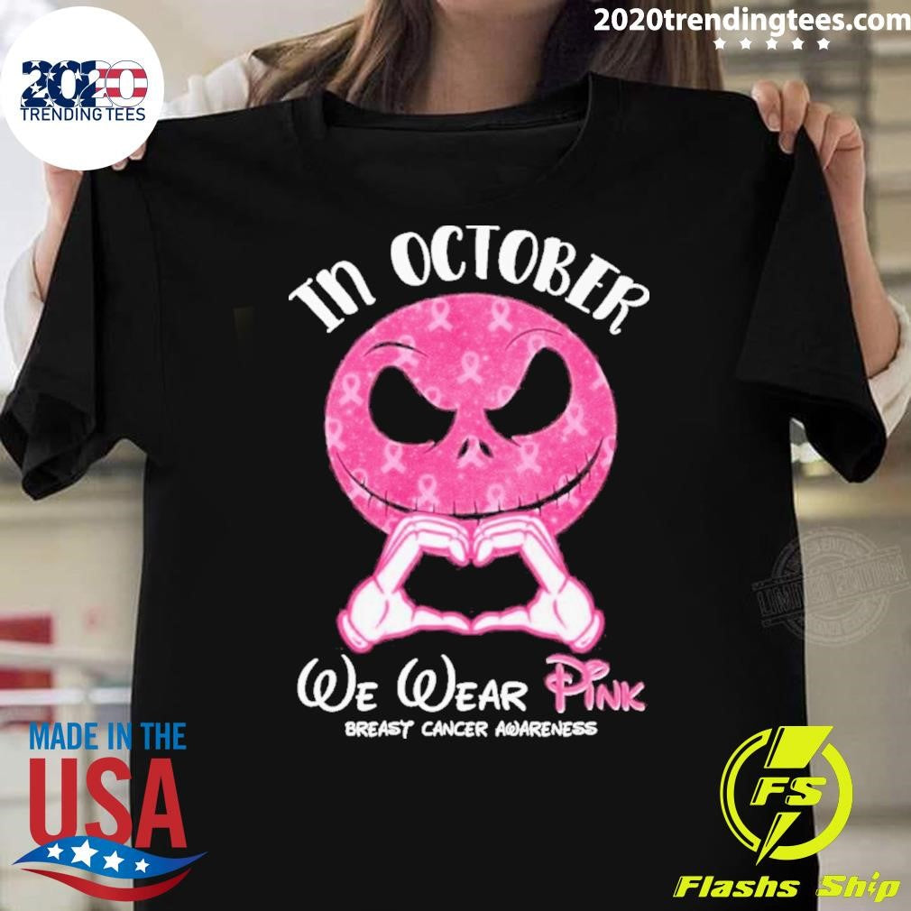 Official Jack Skellington Breast Cancer Awareness - Adult & Kids T-Shirts, Sweatshirts & Hoodies apparel design preview 1
