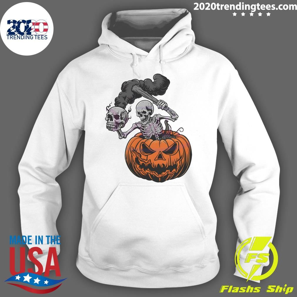 Official Skull Horror Skeleton And Pumpkin Halloween - Adult & Kids T-Shirts, Sweatshirts & Hoodies apparel design preview 2