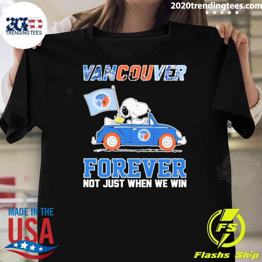 Official Snoopy And Woodstock On Car Vancouver Sports - Adult & Kids T-Shirts, Sweatshirts & Hoodies apparel design preview 1