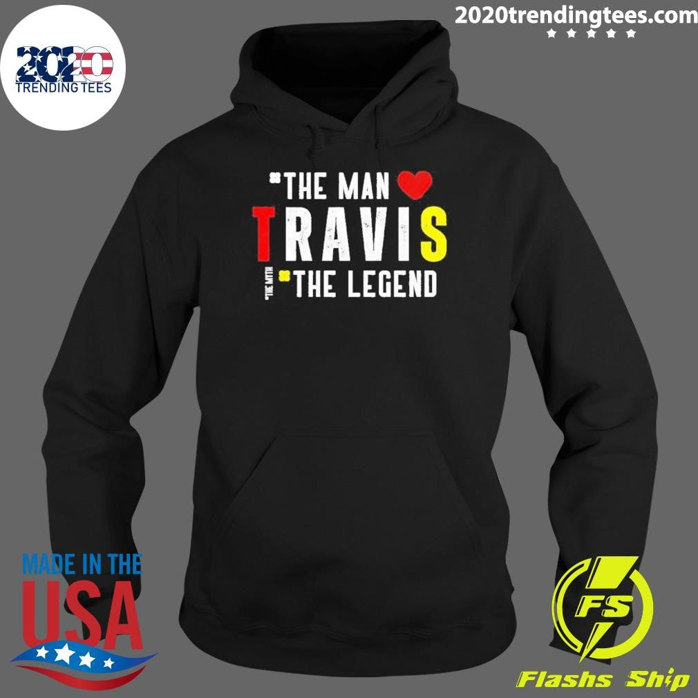 Official travis Kelce The Myth, Legend - Adult & Kids T-Shirts, Sweatshirts & Hoodies apparel design preview 2