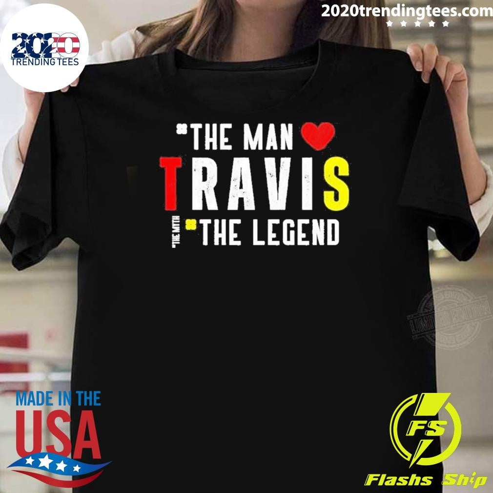 Official travis Kelce The Myth, Legend - Adult & Kids T-Shirts, Sweatshirts & Hoodies apparel design preview 1