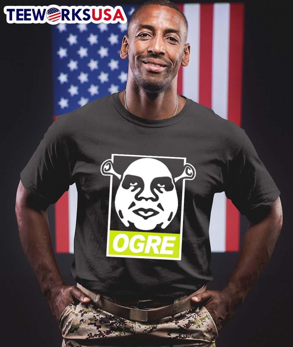 Ogre Shrek Obey logo parody - Adult & Kids T-Shirts, Sweatshirts & Hoodies apparel design preview 1