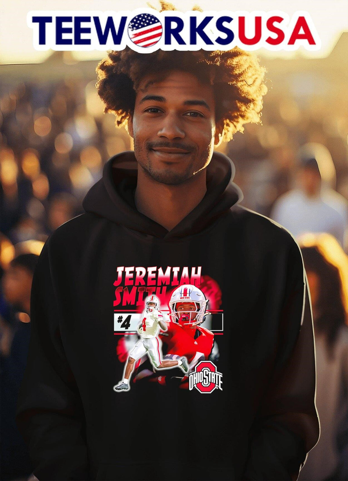 Ohio State Buckeyes Football #4 Jeremiah Smith - Adult & Kids T-Shirts, Sweatshirts & Hoodies apparel design preview 2