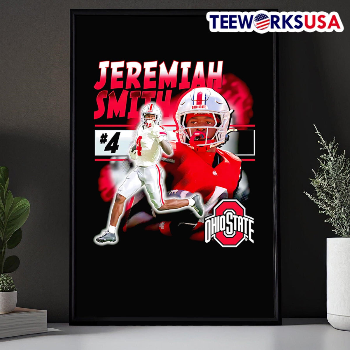Ohio State Buckeyes Football #4 Jeremiah Smith - Adult & Kids T-Shirts, Sweatshirts & Hoodies apparel design preview 5