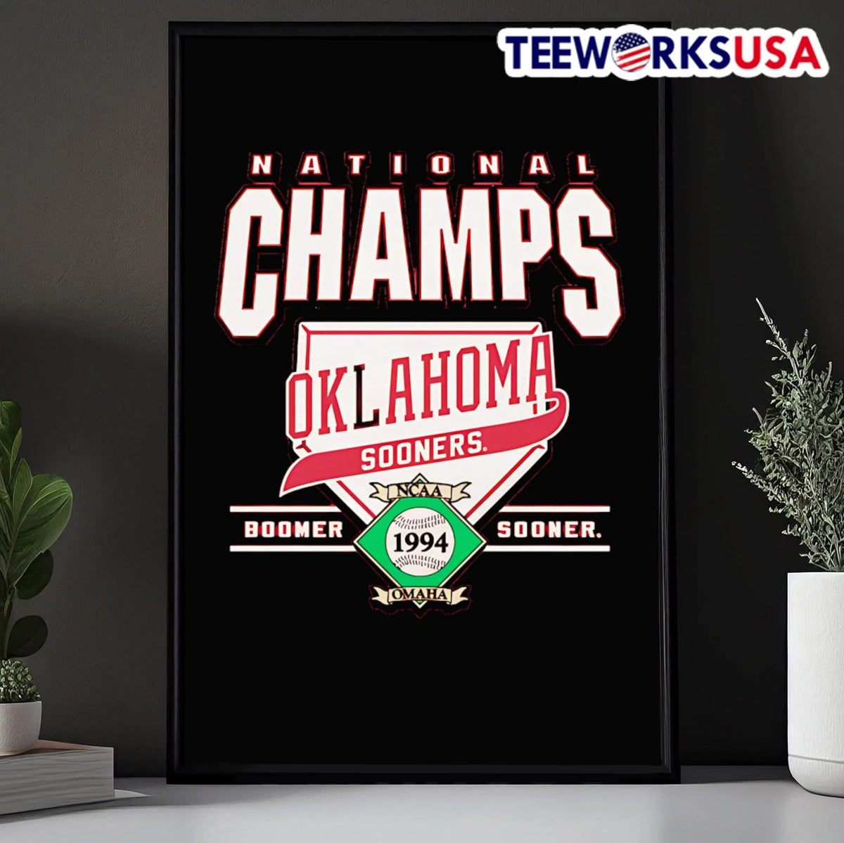 Oklahoma Baseball 1994 National Champs - Adult & Kids T-Shirts, Sweatshirts & Hoodies apparel design preview 5