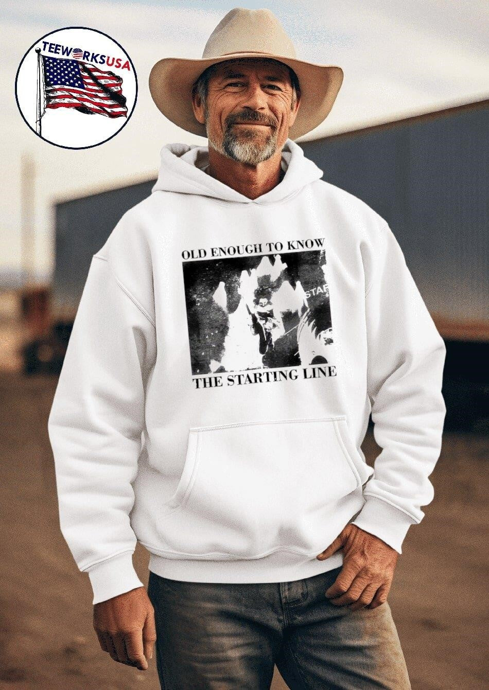 Old enough to know starting line - Adult & Kids T-Shirts, Sweatshirts & Hoodies apparel design preview 2