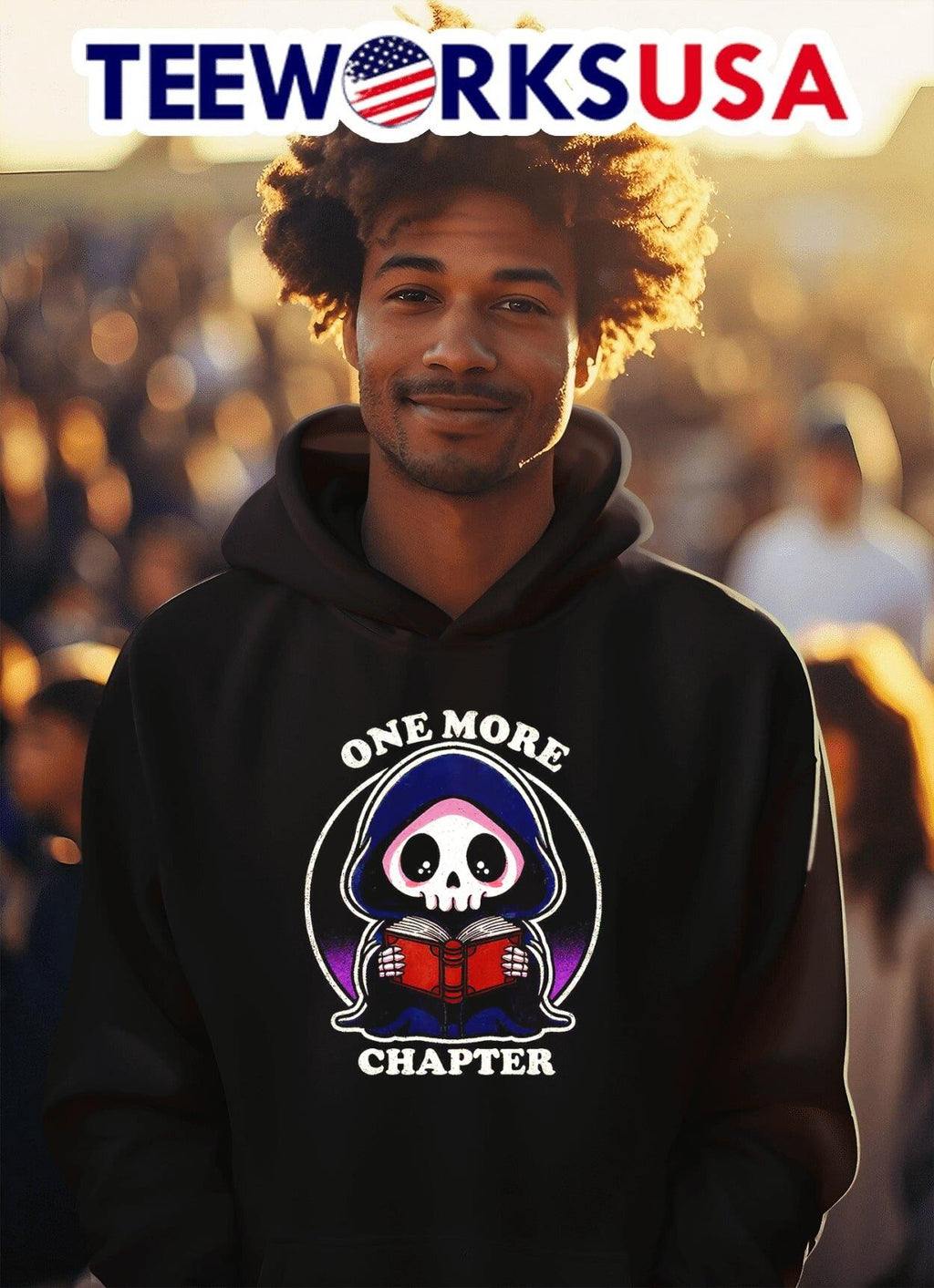 One more chapter Grim reaper reading book - Adult & Kids T-Shirts, Sweatshirts & Hoodies apparel design preview 2