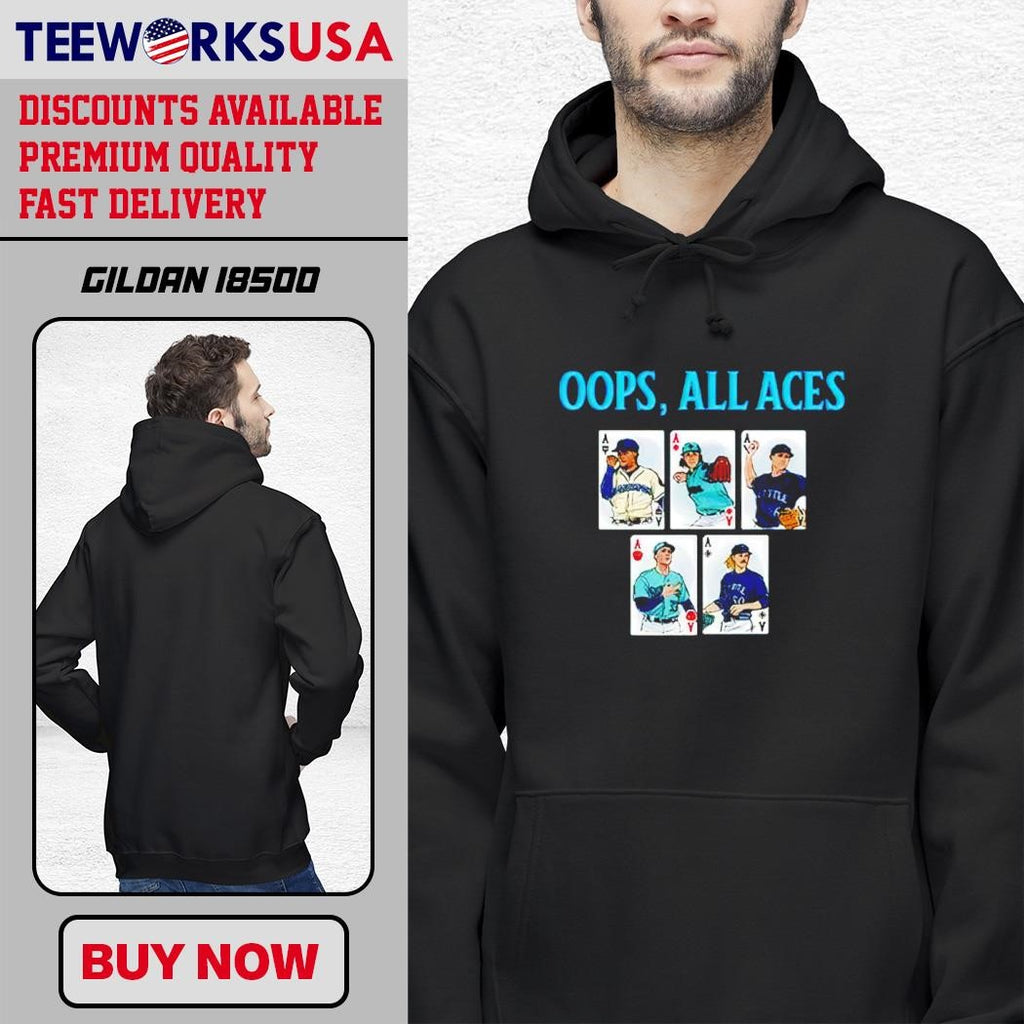 Oops All Aces Mariners vintage - Adult & Kids T-Shirts, Sweatshirts & Hoodies apparel design preview 2
