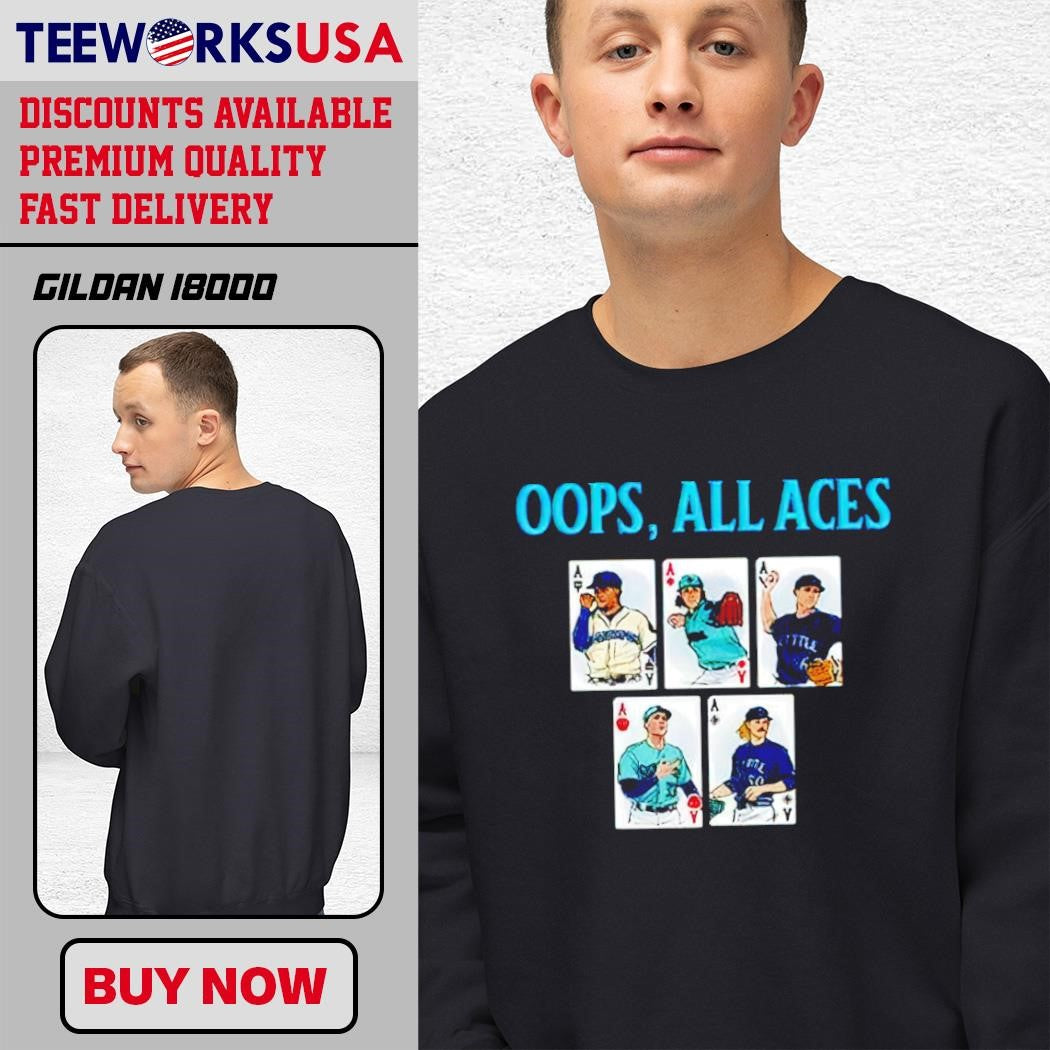 Oops All Aces Mariners vintage - Adult & Kids T-Shirts, Sweatshirts & Hoodies apparel design preview 3