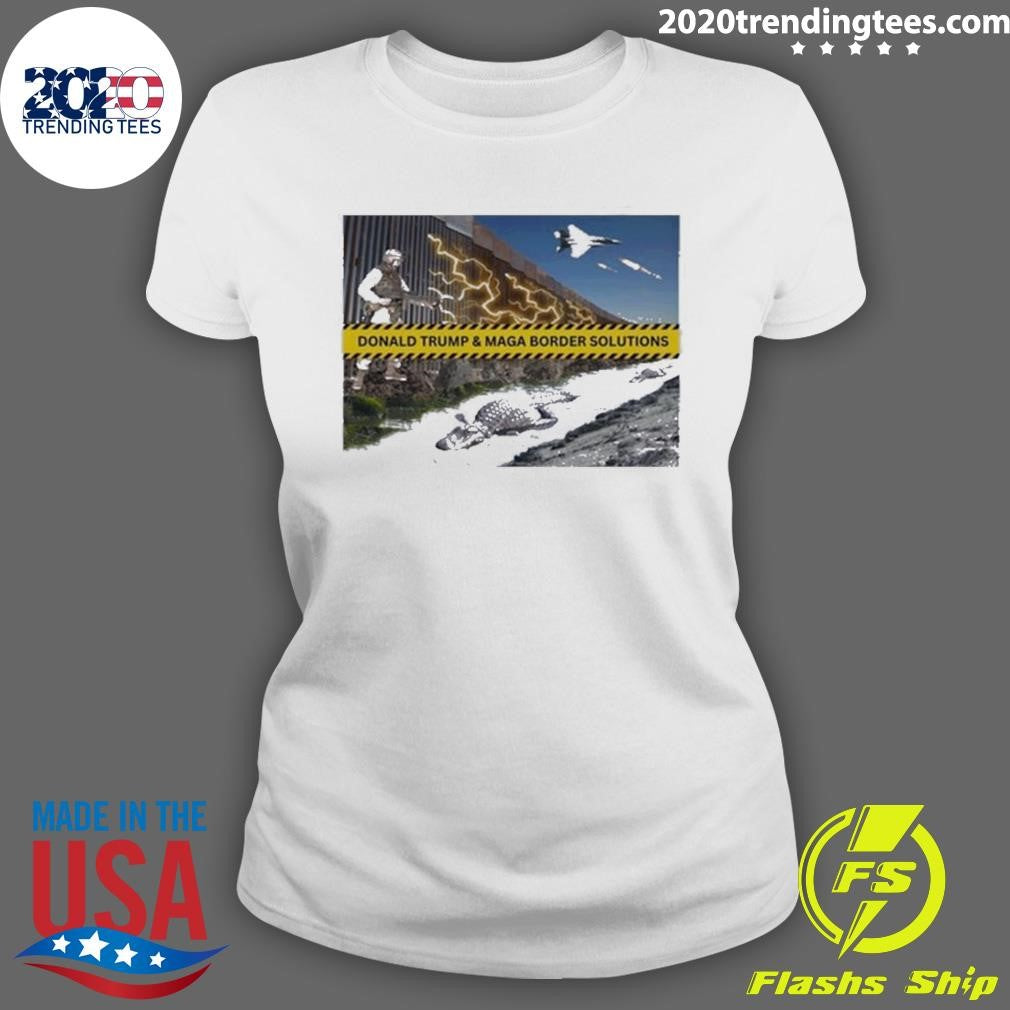 Original 2024 Donald Trump And Maga Border Solutions - Adult & Kids T-Shirts, Sweatshirts & Hoodies apparel design preview 3