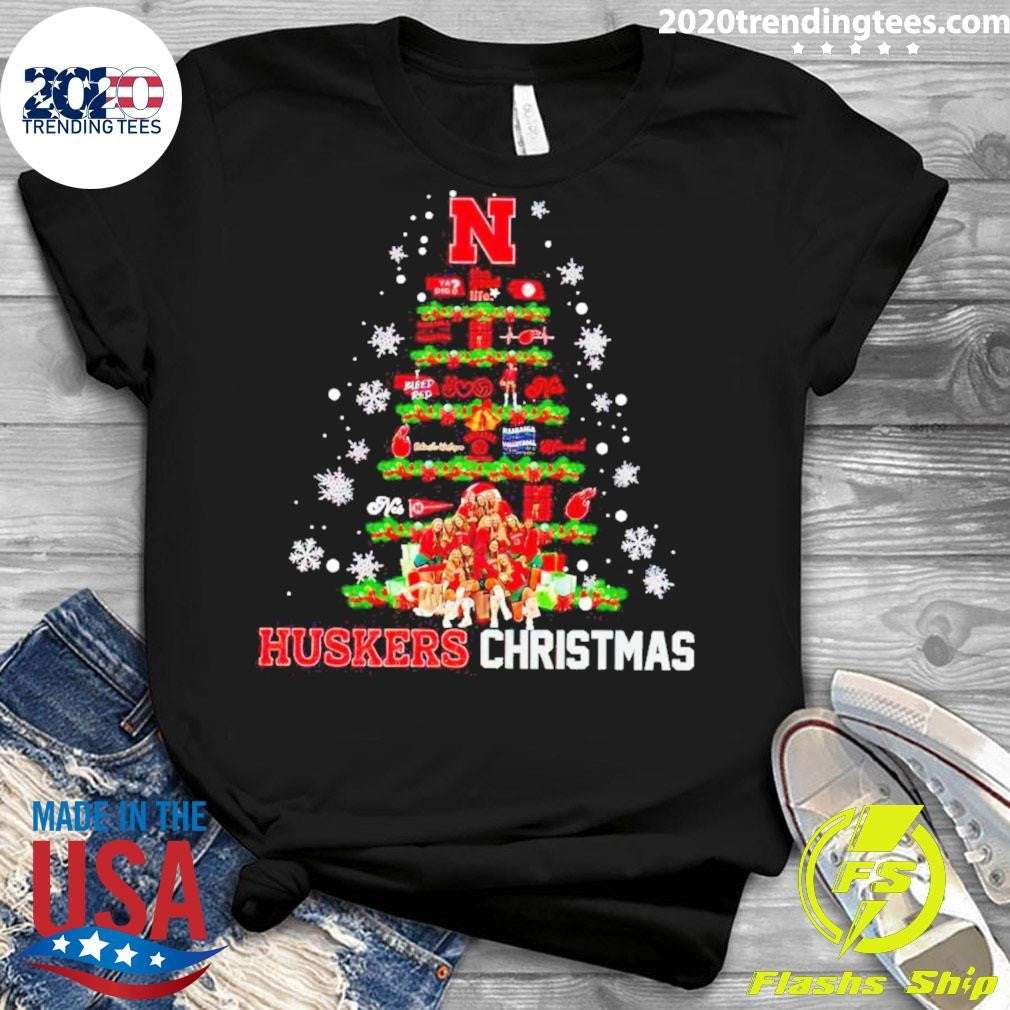 Original Huskers Fan Christmas Tree - Adult & Kids T-Shirts, Sweatshirts & Hoodies apparel design preview 3