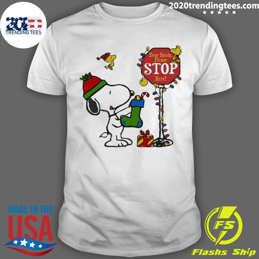 Original Snoopy And Woodstock Hat Santa Dear Please - Adult & Kids T-Shirts, Sweatshirts & Hoodies apparel design preview 1