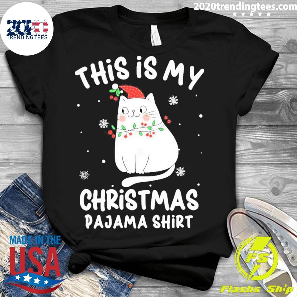 Original This Is My Christmas Pajama Cute Gift Cat - Adult & Kids T-Shirts, Sweatshirts & Hoodies apparel design preview 3