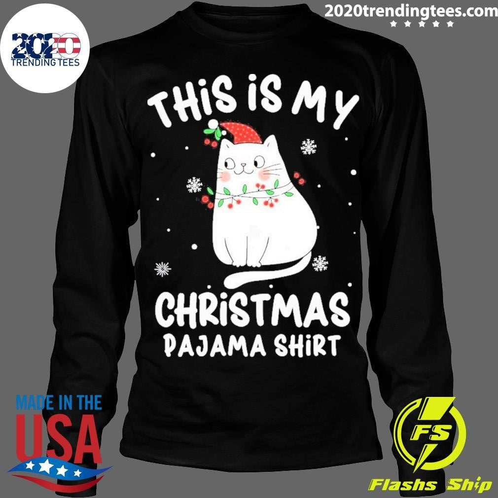 Original This Is My Christmas Pajama Cute Gift Cat - Adult & Kids T-Shirts, Sweatshirts & Hoodies apparel design preview 4