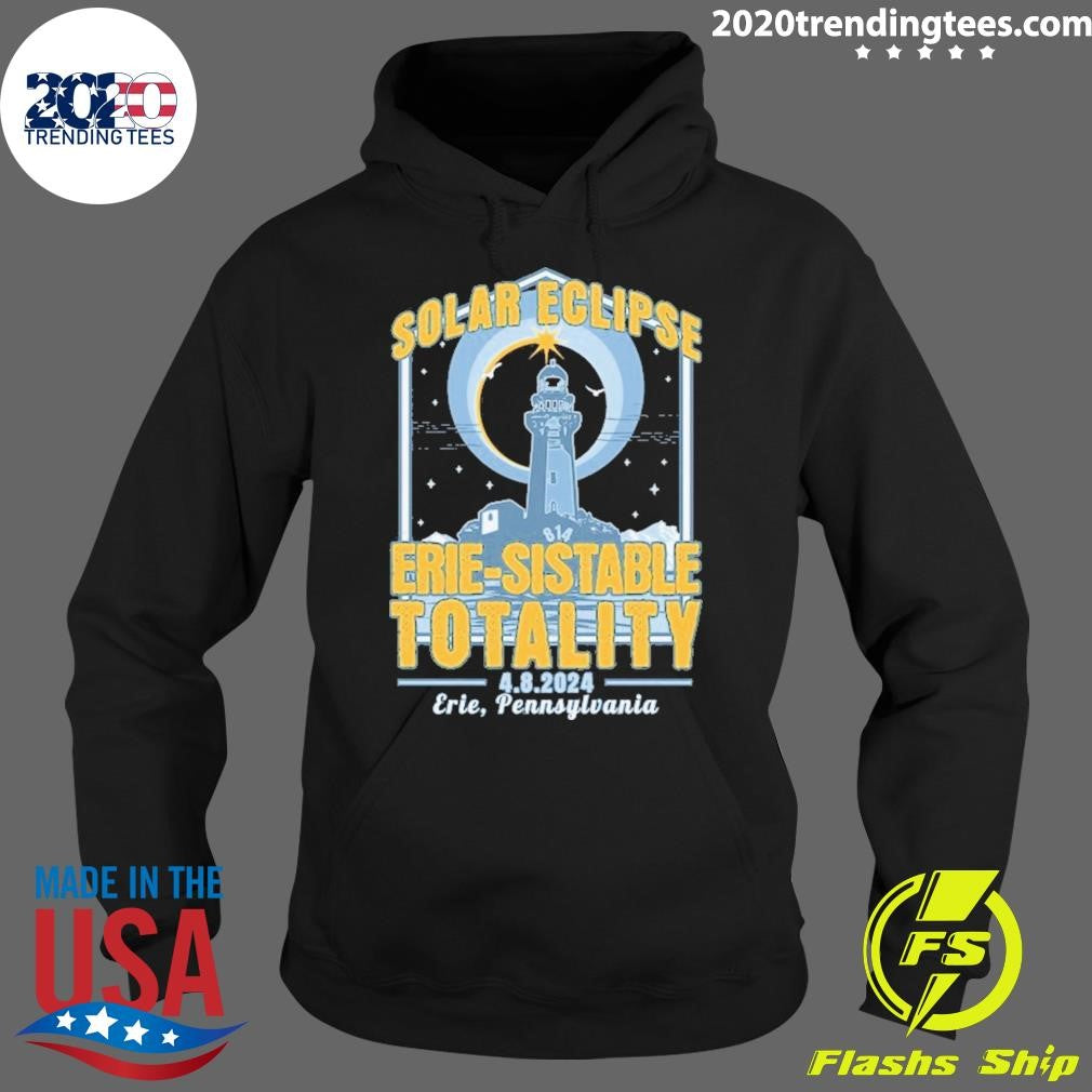 Original Total Solar Eclipse 2024 Erie, Pennsylvania - Adult & Kids T-Shirts, Sweatshirts & Hoodies apparel design preview 2