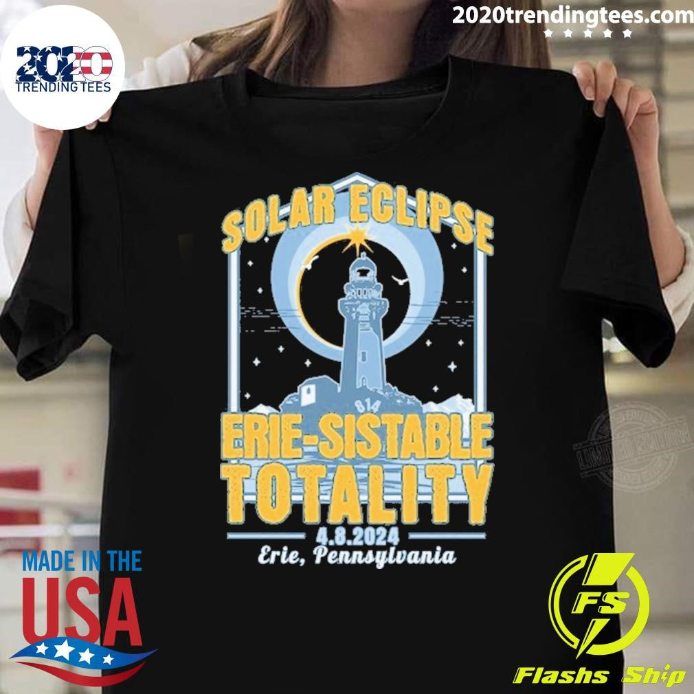 Original Total Solar Eclipse 2024 Erie, Pennsylvania - Adult & Kids T-Shirts, Sweatshirts & Hoodies apparel design preview 1
