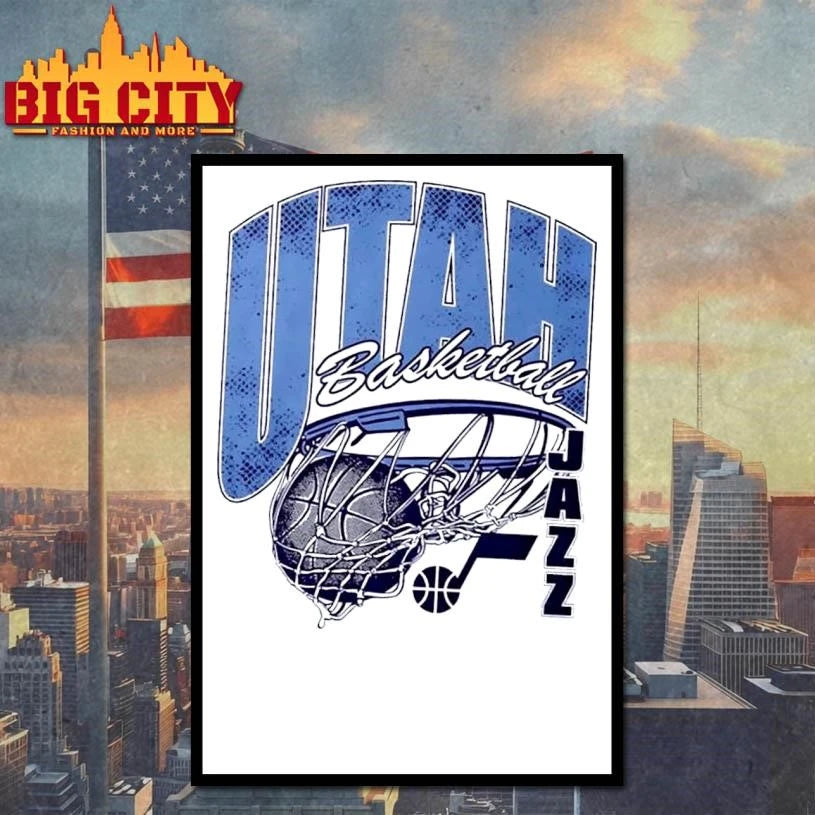 Original Utah Jazz Basketball Script Swish - Adult & Kids T-Shirts, Sweatshirts & Hoodies apparel design preview 4
