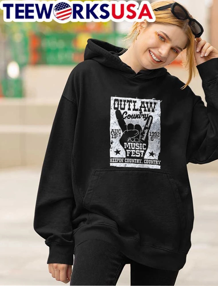 Outlaw Country Music Fest Aug 19th Nashville - Adult & Kids T-Shirts, Sweatshirts & Hoodies apparel design preview 4