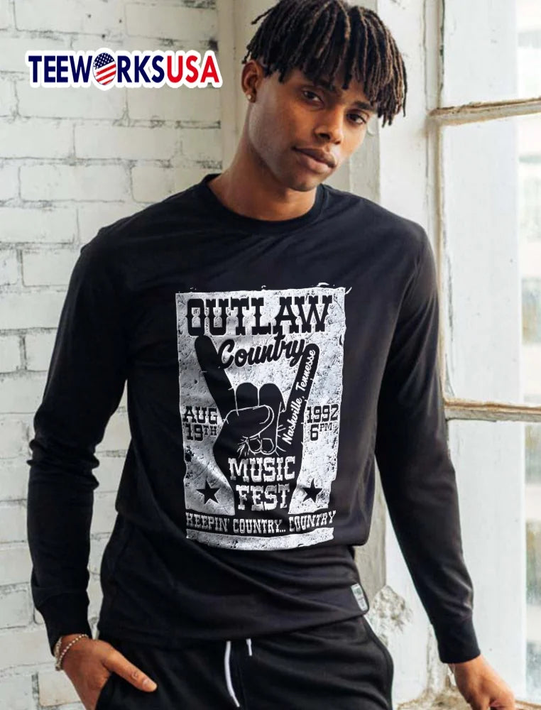 Outlaw Country Music Fest Aug 19th Nashville - Adult & Kids T-Shirts, Sweatshirts & Hoodies apparel design preview 5