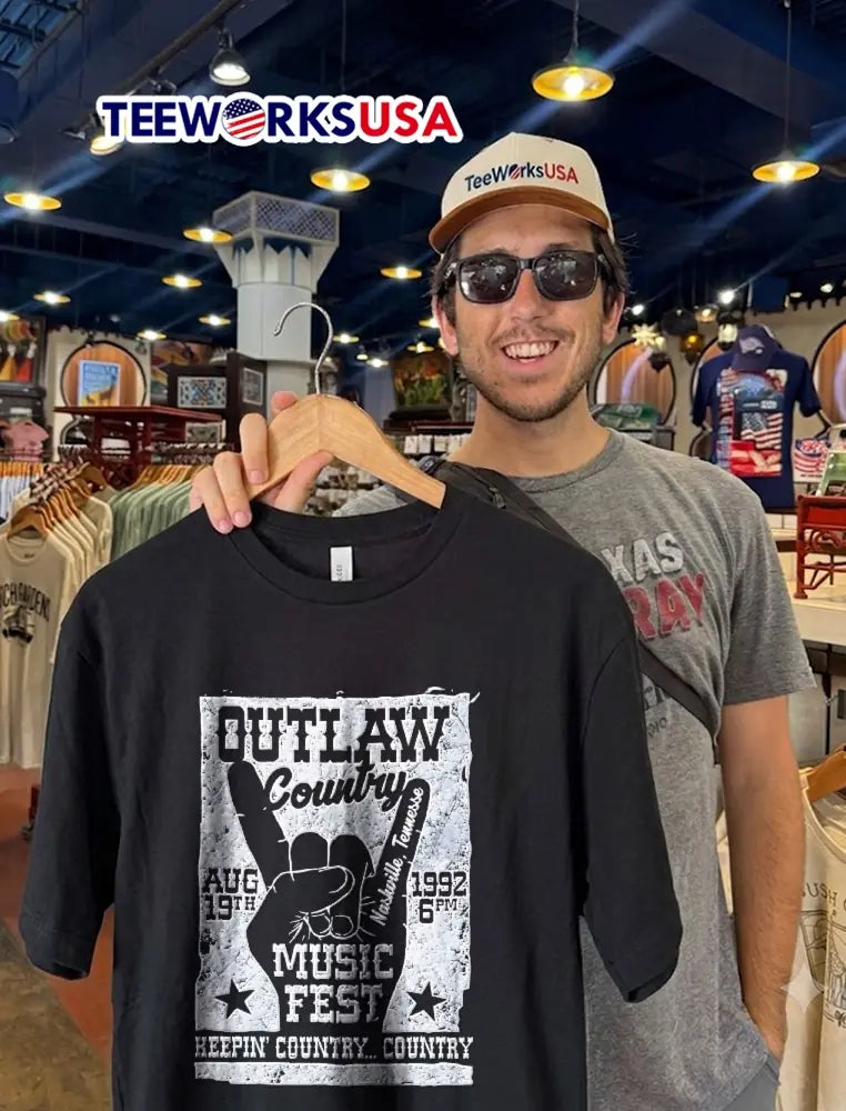Outlaw Country Music Fest Aug 19th Nashville - Adult & Kids T-Shirts, Sweatshirts & Hoodies apparel design preview 2