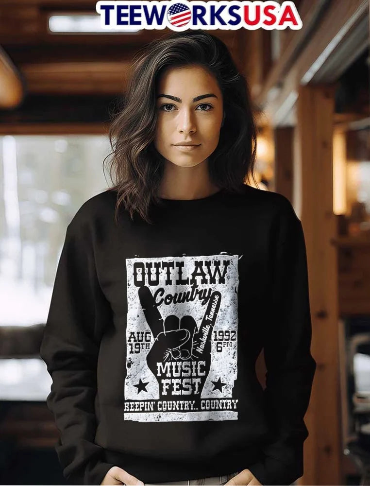 Outlaw Country Music Fest Aug 19th Nashville - Adult & Kids T-Shirts, Sweatshirts & Hoodies apparel design preview 7