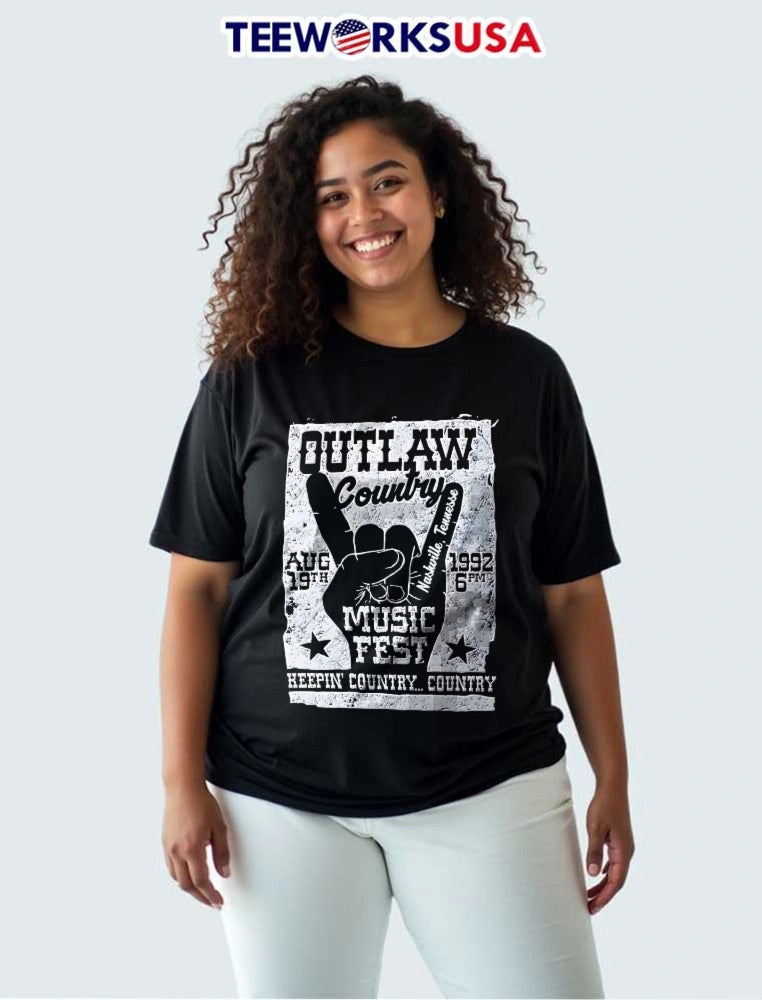 Outlaw Country Music Fest Aug 19th Nashville - Adult & Kids T-Shirts, Sweatshirts & Hoodies apparel design preview 3