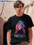 Patriots Captain America Holding Shield Distressed - Adult & Kids T-Shirts, Sweatshirts & Hoodies apparel design preview 1
