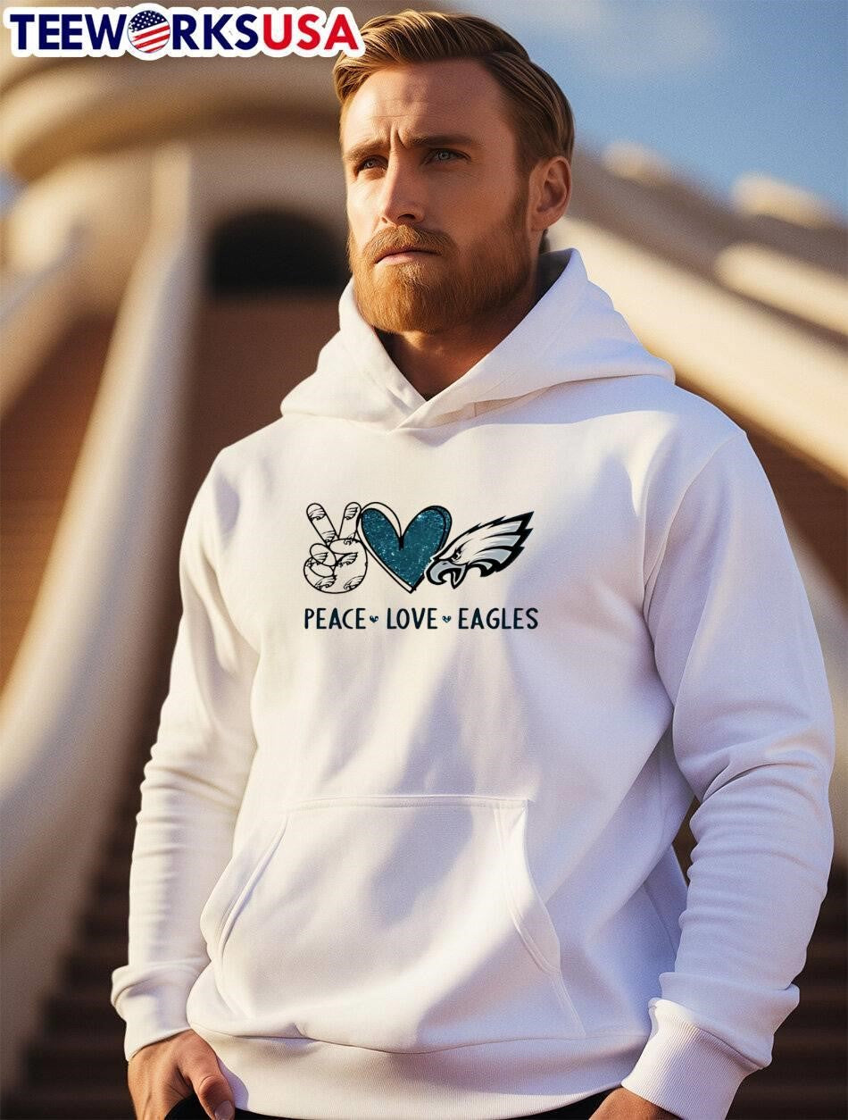 Peace Love Eagles Philadelphia - Adult & Kids T-Shirts, Sweatshirts & Hoodies apparel design preview 2