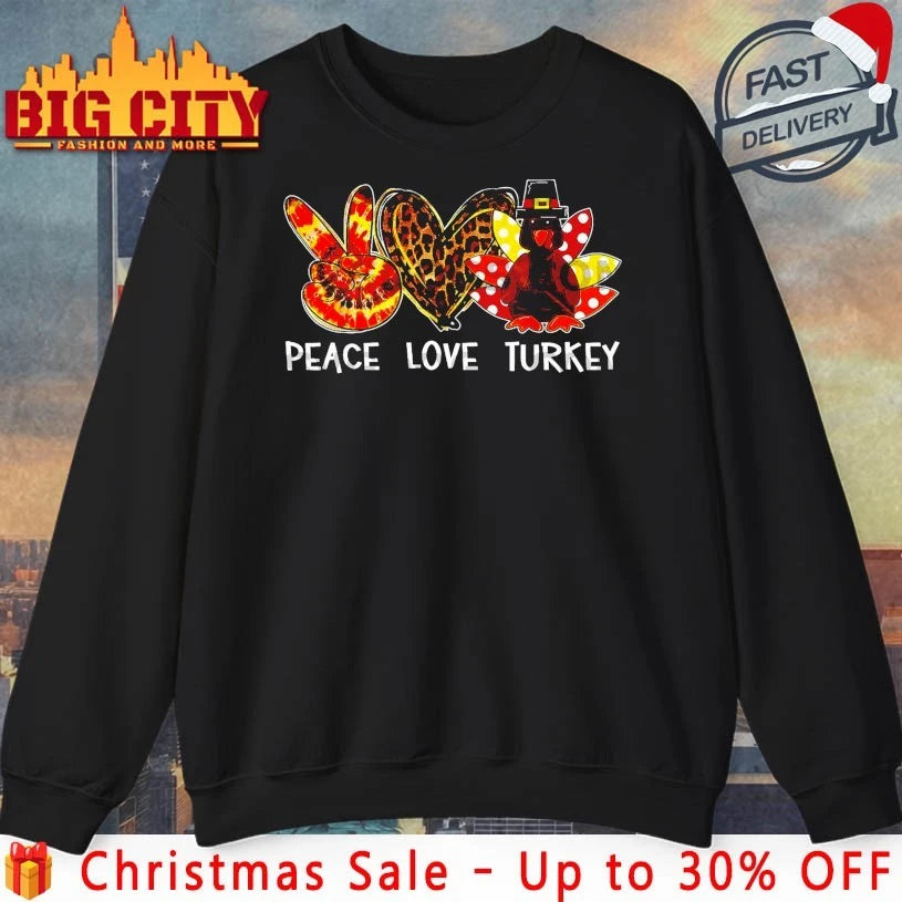 Peace Love Turkey Thanksgiving 2025 - Adult & Kids T-Shirts, Sweatshirts & Hoodies apparel design preview 1